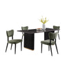 Kort & Co. Capri 5pc Dining Set with Table & 4 Chairs, Gold Accent, Pedestal Base, 72\"W – Green
