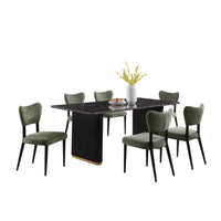 Kort & Co. Capri 7pc Dining Set with Table & 6 Chairs, Gold Accent, Pedestal Base, 72