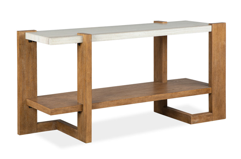 Carlisle 57.5\"  Sofa Table with Storage and Faux Granite Top - Honey Wheat