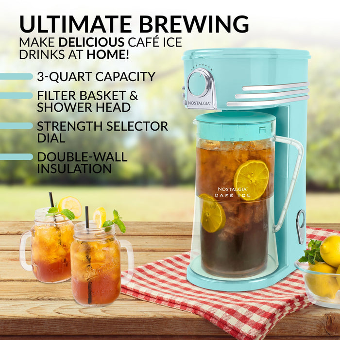 Nostalgia Café Ice 3-Quart Iced Coffee and Tea Brewing System - CIT3PLSAQ