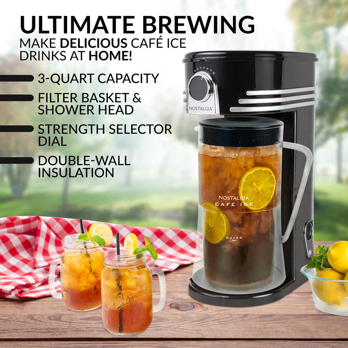 Nostalgia Café Ice 3-Quart Iced Coffee and Tea Brewing System - CIT3PLSBK