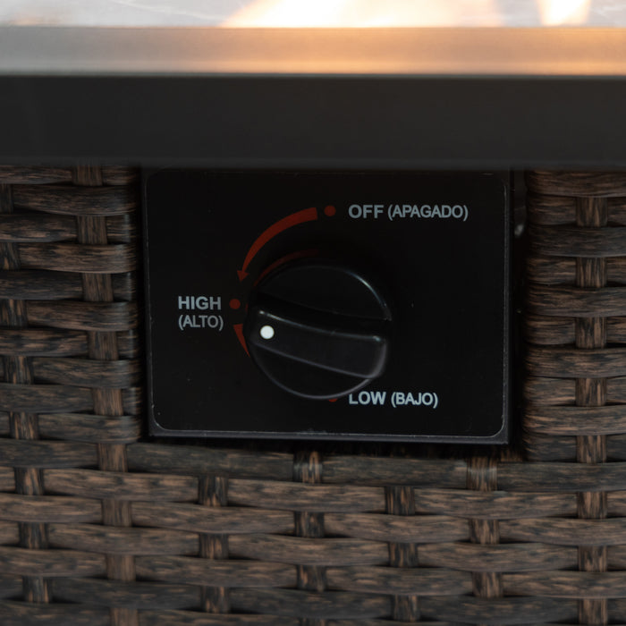 Deko Living Wicker Gas Outdoor Firepit Table 