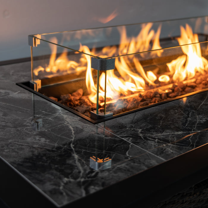 Deko Living Wicker Gas Outdoor Firepit Table 