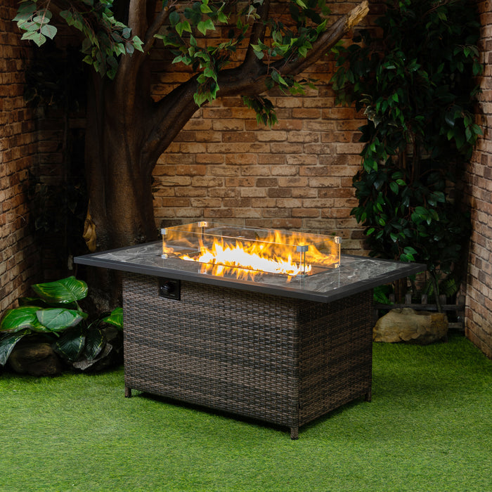 Deko Living Wicker Gas Outdoor Firepit Table 