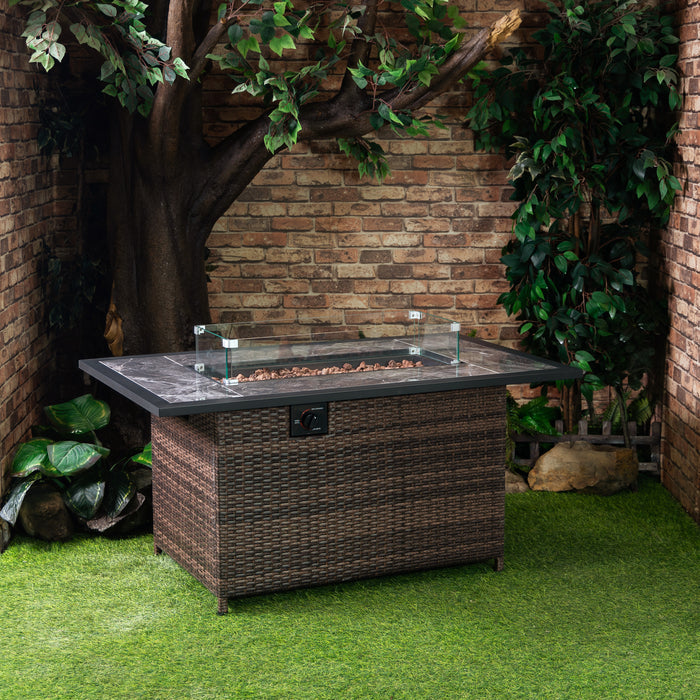 Deko Living Wicker Gas Outdoor Firepit Table 