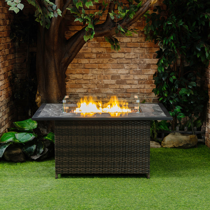 Deko Living Wicker Gas Outdoor Firepit Table 