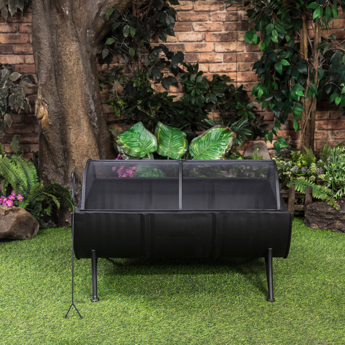 Deko Living 35\" Barrel Wood Burner Firepit 