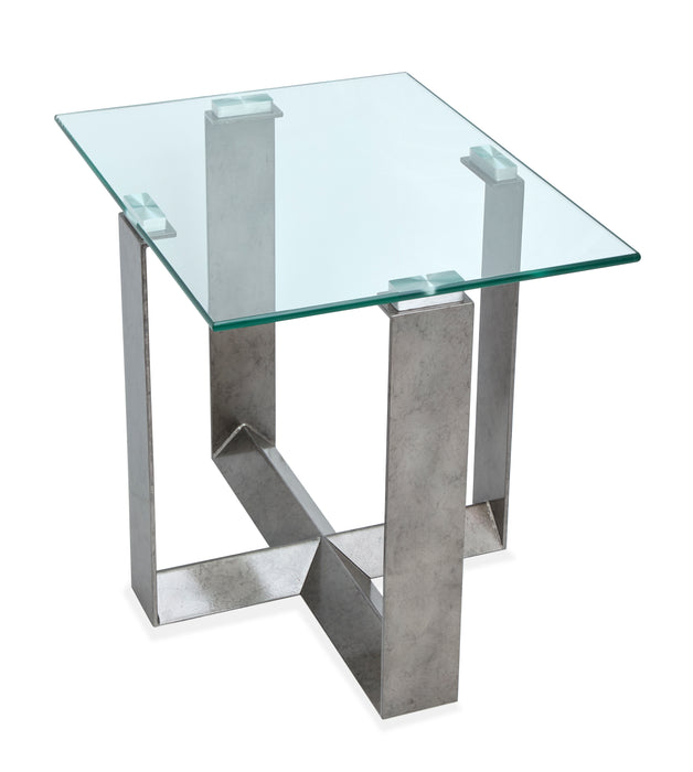 Consort 20\" End Table with Tempered Glass Top - Aged Pewter