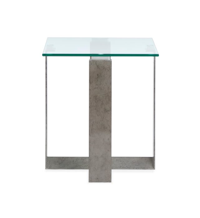 Consort 20\" End Table with Tempered Glass Top - Aged Pewter