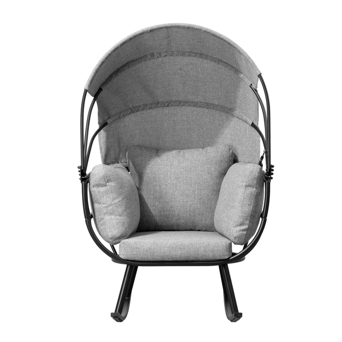Deko Living Outdoor Rocking Egg Chair with Canopy - Black