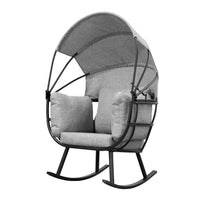 Deko Living Outdoor Rocking Egg Chair with Canopy - Black