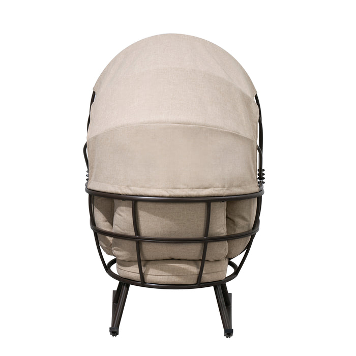 Deko Living Outdoor Rocking Egg Chair with Canopy - Brown