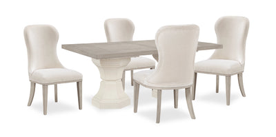 Corsa 5pc Dining Set with Table and 4 Chairs - Antique White Oak and Light Grey  | Ensemble de salle à manger Corsa 5 pièces avec table et 4 chaises - chêne blanc antique et gris clair  | CORSLDP5