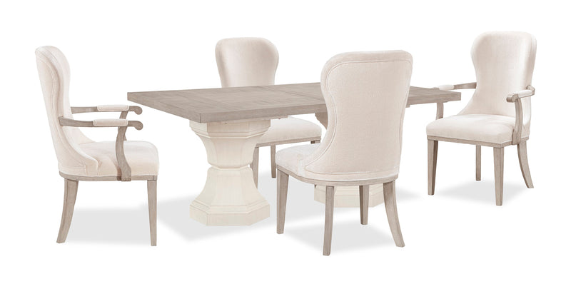 Corsa 5pc Dining Set with Table and 4 Chairs - Antique White Oak and Light Grey 