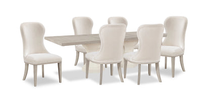 Corsa 7pc Dining Set with Table and 6 Chairs - Antique White Oak and Light Grey  | Ensemble de salle à manger Corsa 7 pièces avec table et 6 chaises - chêne blanc antique et gris clair  | CORSLDP7