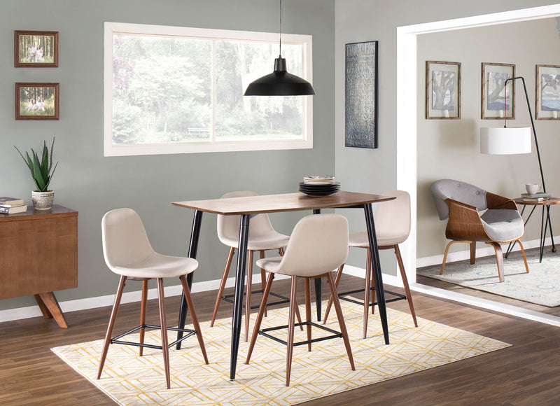 LumiSource Pebble Beige Fabric Mid-Century Modern Counter-Height Stool - Set of 2