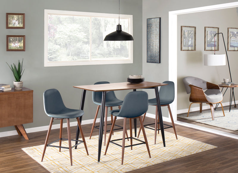 LumiSource Pebble Blue Fabric Mid-Century Modern Counter-Height Stool - Set of 2