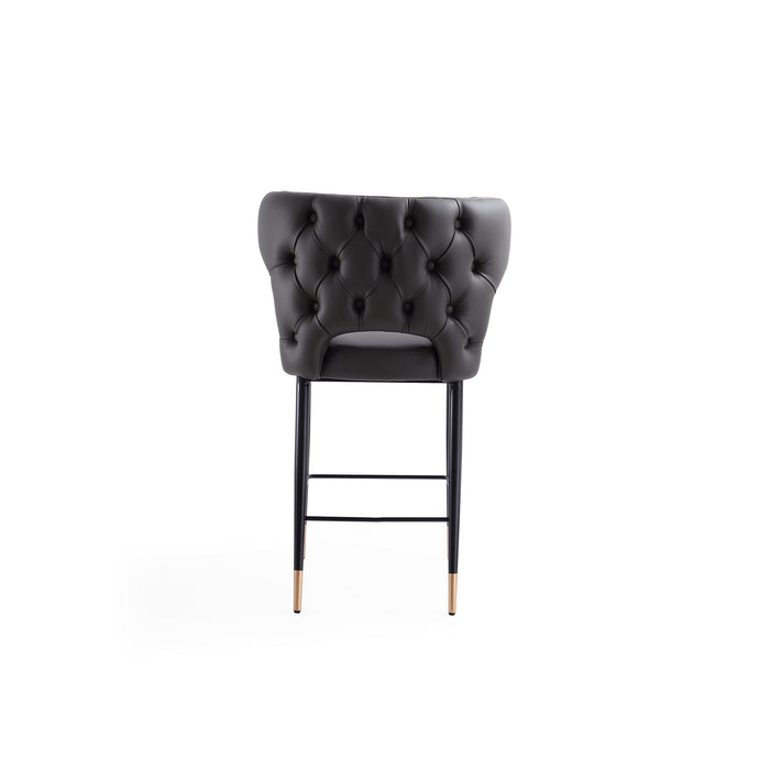 Manhattan Comfort Holguin 37\" Counter Height Barstool with Tufted Back Buttons - Grey