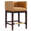 Manhattan Comfort Kingsley 34\" Beech Wood Counter Height Barstool - Camel & Dark Walnut