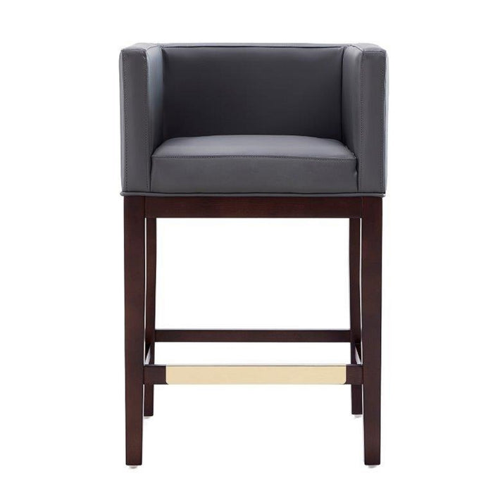 Manhattan Comfort Kingsley 34\" Beech Wood Counter Height Barstool - Grey & Dark Walnut