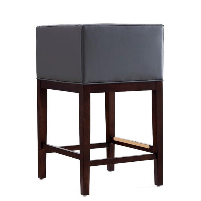 Manhattan Comfort Kingsley 34\" Beech Wood Counter Height Barstool - Grey & Dark Walnut