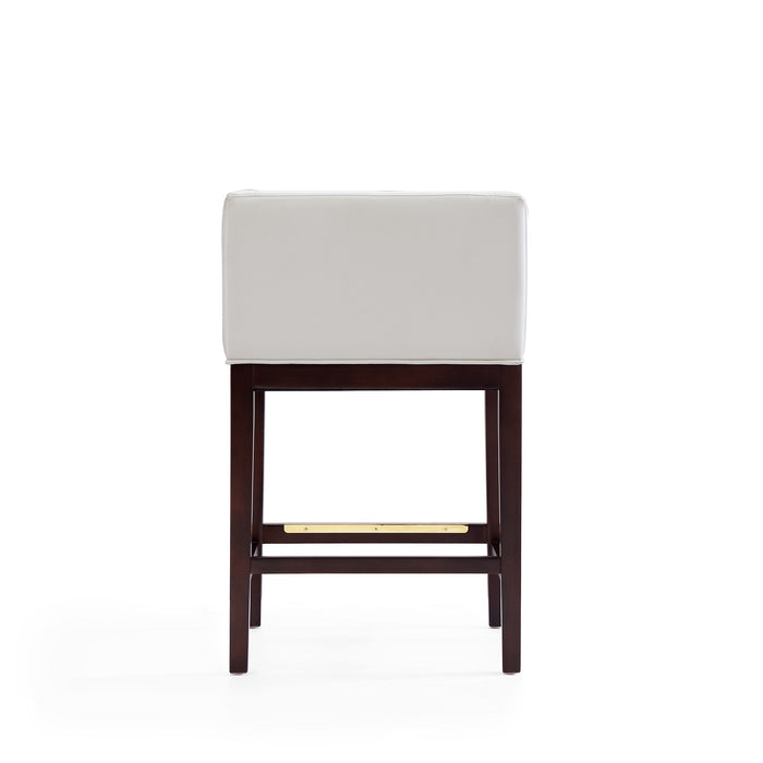 Manhattan Comfort Kingsley 34\" Beech Wood Counter Height Barstool - Ivory & Dark Walnut