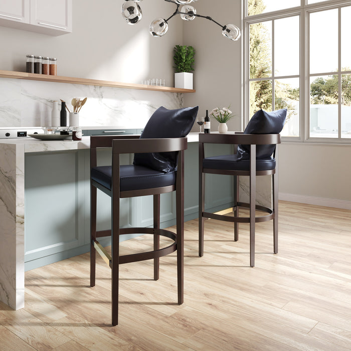 Manhattan Comfort Ritz 34\" Beech Wood Counter Height Barstool - Black & Dark Walnut