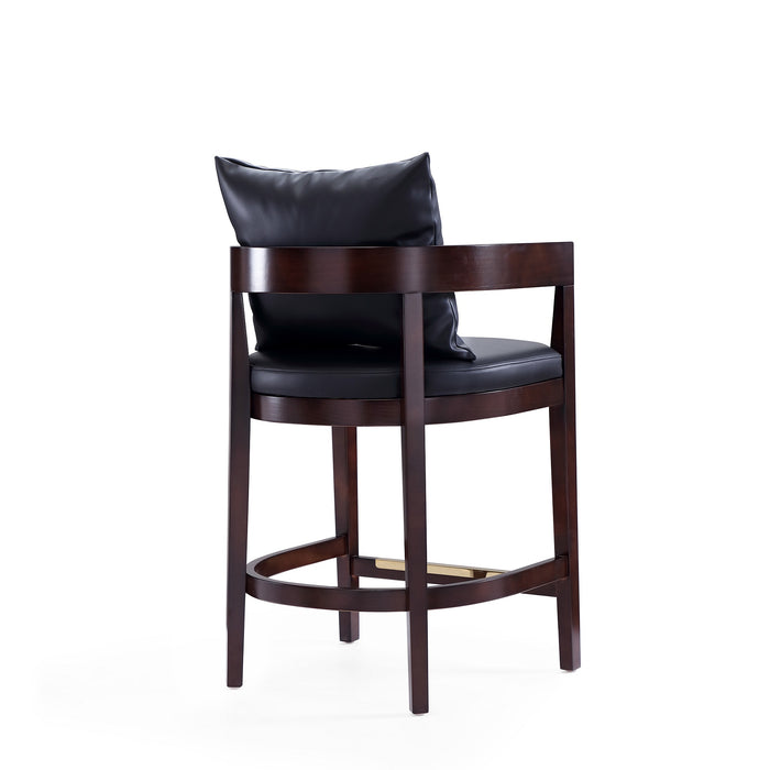 Manhattan Comfort Ritz 34\" Beech Wood Counter Height Barstool - Black & Dark Walnut
