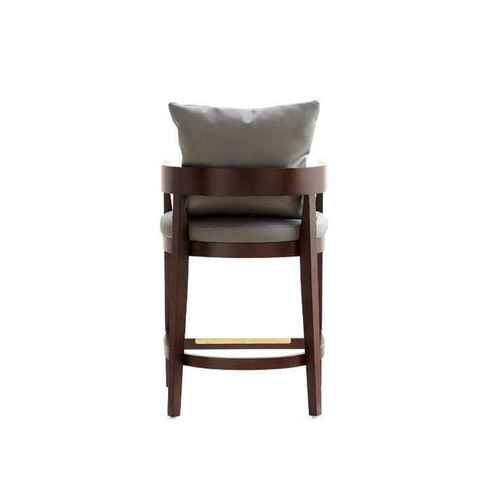 Manhattan Comfort Ritz 34\" Beech Wood Counter Height Barstool - Grey & Dark Walnut
