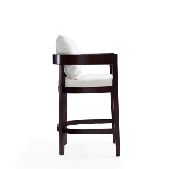 Manhattan Comfort Ritz 34\" Beech Wood Counter Height Barstool - Ivory & Dark Walnut