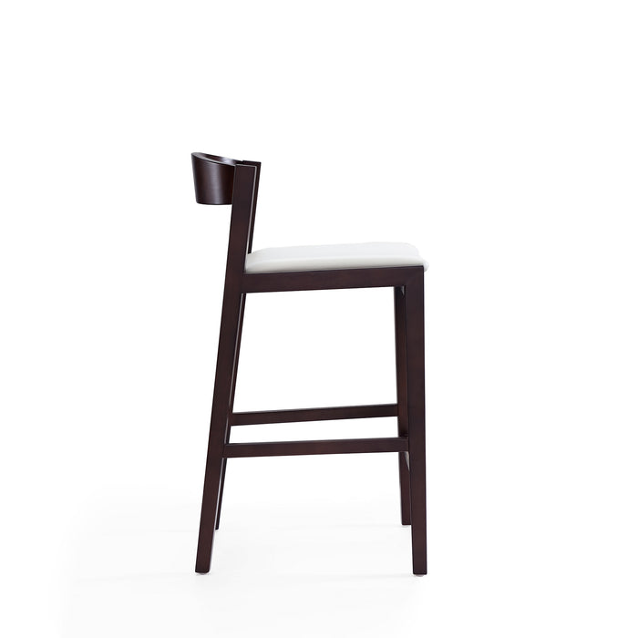 Manhattan Comfort Klismos 36.75\" Beech Wood Counter Height Barstool - Ivory & Dark Walnut