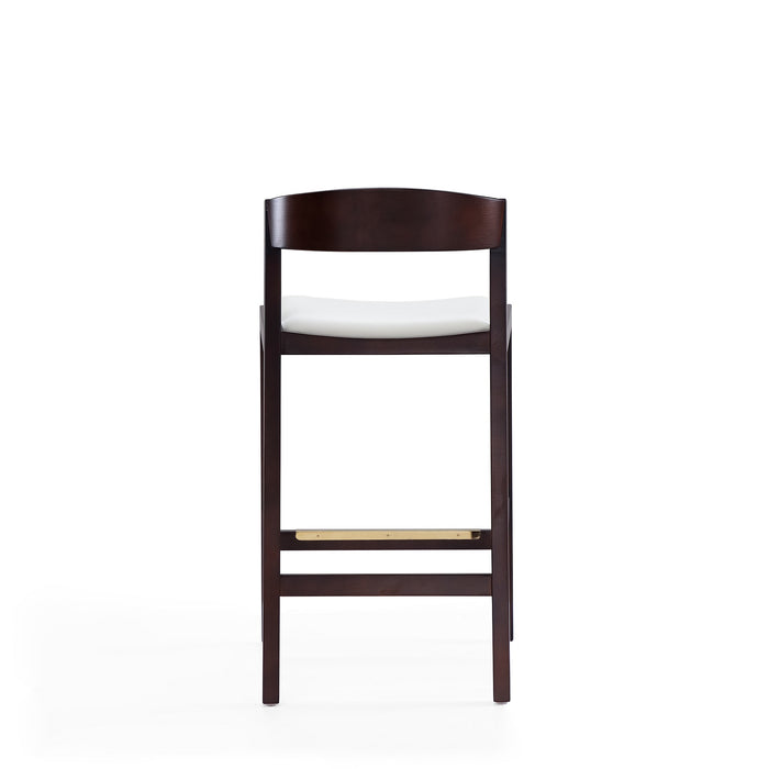 Manhattan Comfort Klismos 36.75\" Beech Wood Counter Height Barstool - Ivory & Dark Walnut