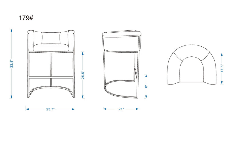 Manhattan Comfort Cosmopolitan 33.8\" Metal Counter Height Barstool - Camel & Black