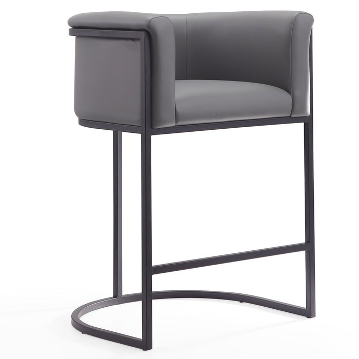 Manhattan Comfort Cosmopolitan 33.8\" Metal Counter Height Barstool - Grey & Black