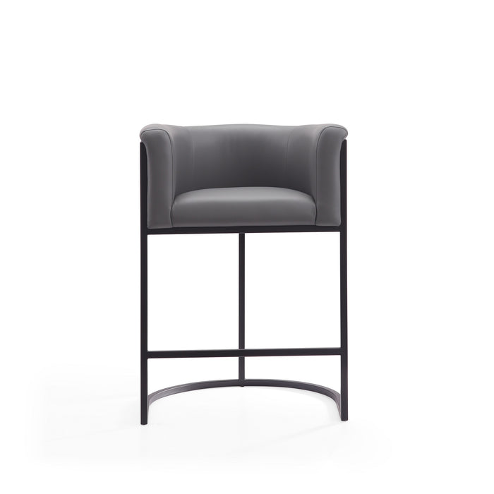Manhattan Comfort Cosmopolitan 33.8\" Metal Counter Height Barstool - Grey & Black
