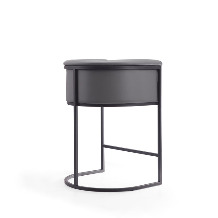 Manhattan Comfort Cosmopolitan 33.8\" Metal Counter Height Barstool - Grey & Black