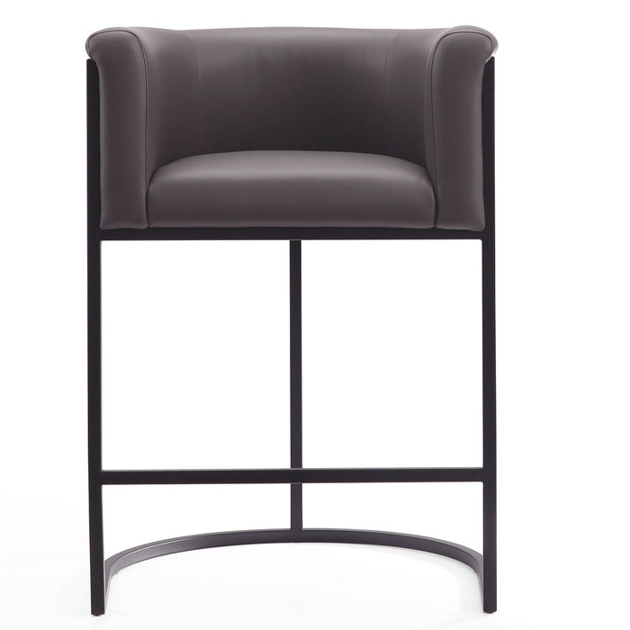 Manhattan Comfort Cosmopolitan 33.8\" Metal Counter Height Barstool - Pebble & Black