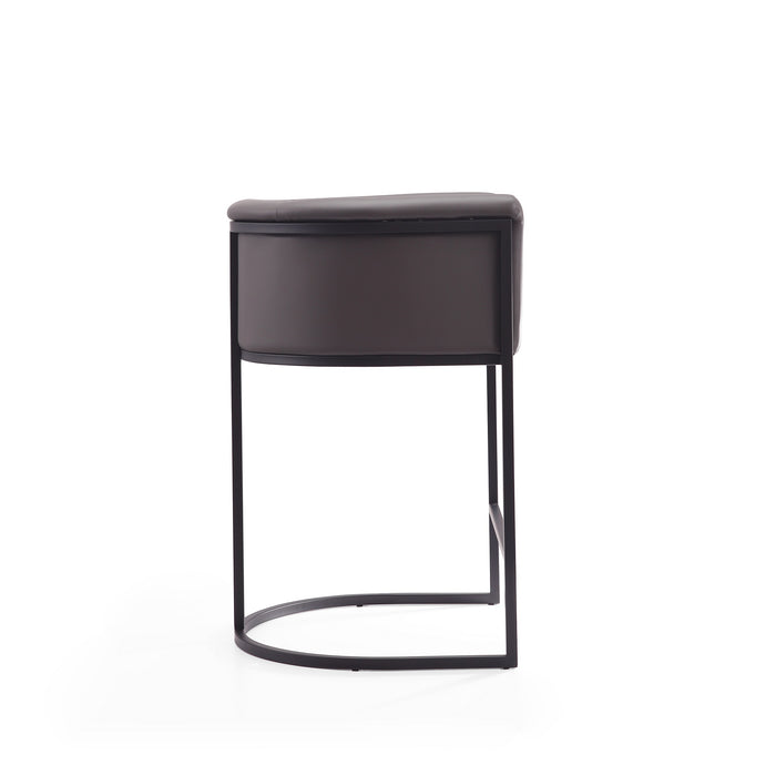 Manhattan Comfort Cosmopolitan 33.8\" Metal Counter Height Barstool - Pebble & Black