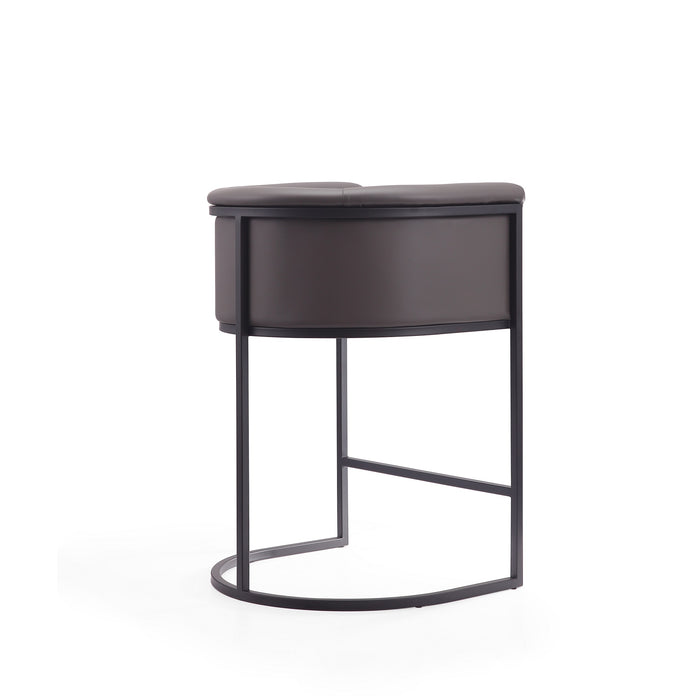 Manhattan Comfort Cosmopolitan 33.8\" Metal Counter Height Barstool - Pebble & Black