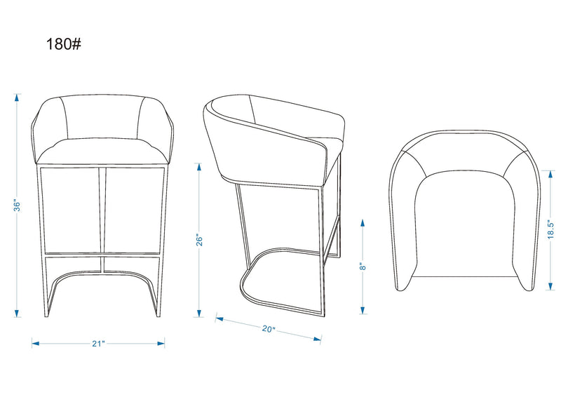 Manhattan Comfort Louvre 36\" Stainless Steel Counter Height Barstool - Cream & Titanium Gold