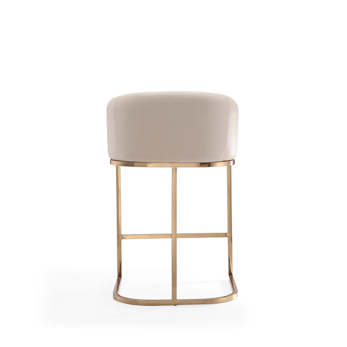 Manhattan Comfort Louvre 36\" Stainless Steel Counter Height Barstool - Cream & Titanium Gold