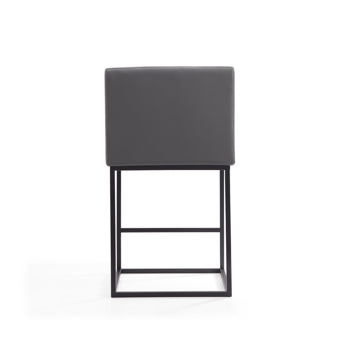 Manhattan Comfort Ambassador 38\" Metal Counter Height Barstool - Grey & Black