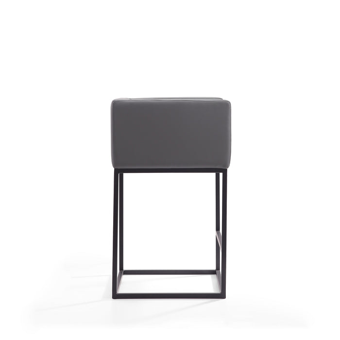 Manhattan Comfort Embassy 34\" Metal Counter Height Barstool - Grey & Black