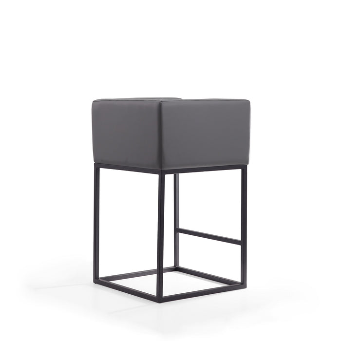 Manhattan Comfort Embassy 34\" Metal Counter Height Barstool - Grey & Black