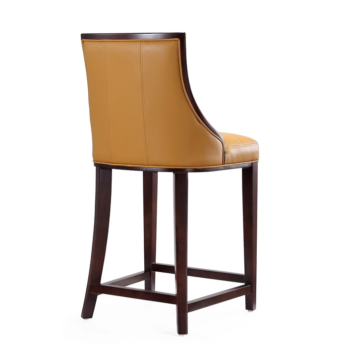 Manhattan Comfort Fifth Avenue 39.5\" Beech Wood Counter Height Barstool - Camel & Dark Walnut