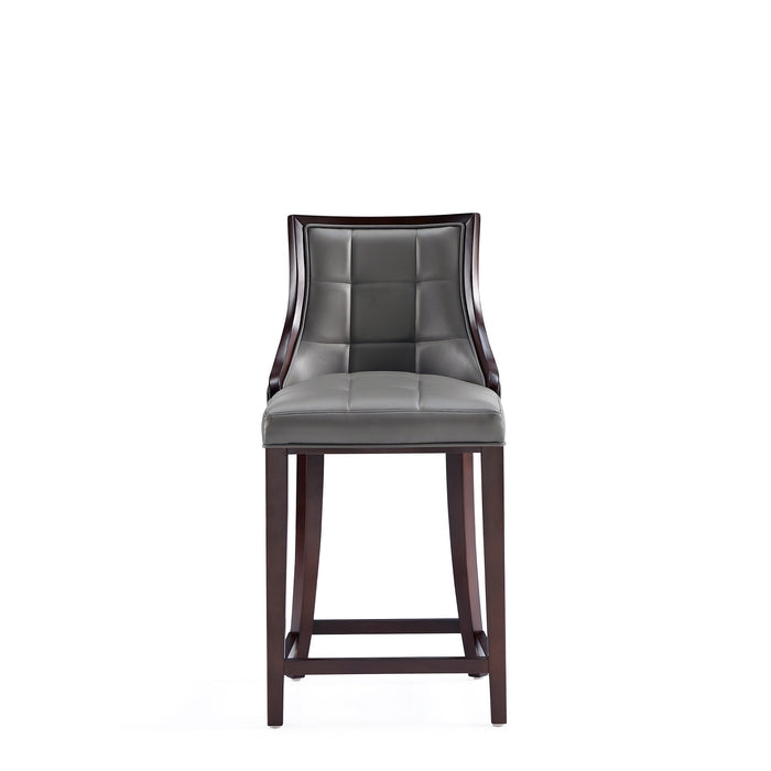 Manhattan Comfort Fifth Avenue Faux Leather Counter Height Barstool - Pebble Grey