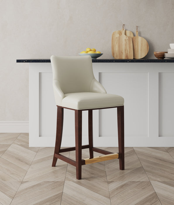 Manhattan Comfort Modern Shubert Leatherette Counter Height Barstool - Ivory