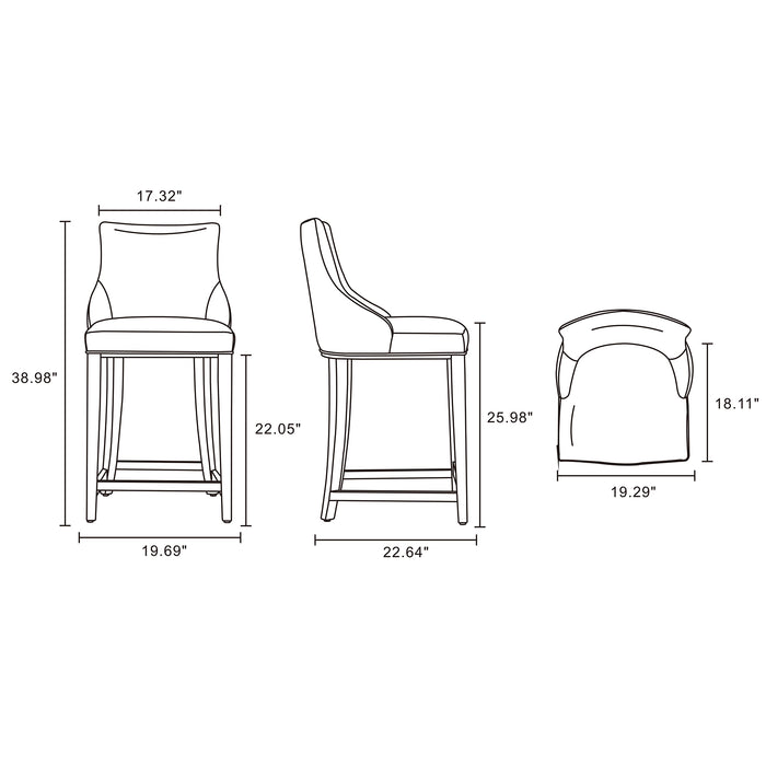 Manhattan Comfort Modern Shubert Leatherette Counter Height Barstool - Ivory