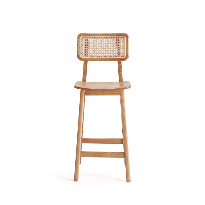 Manhattan Comfort Versailles Counter Height Barstool - Natural Cane