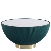 Manhattan Comfort Modern Anderson Coffee Table Upholstered Leatherette with Ceramic Faux Marble Tabl